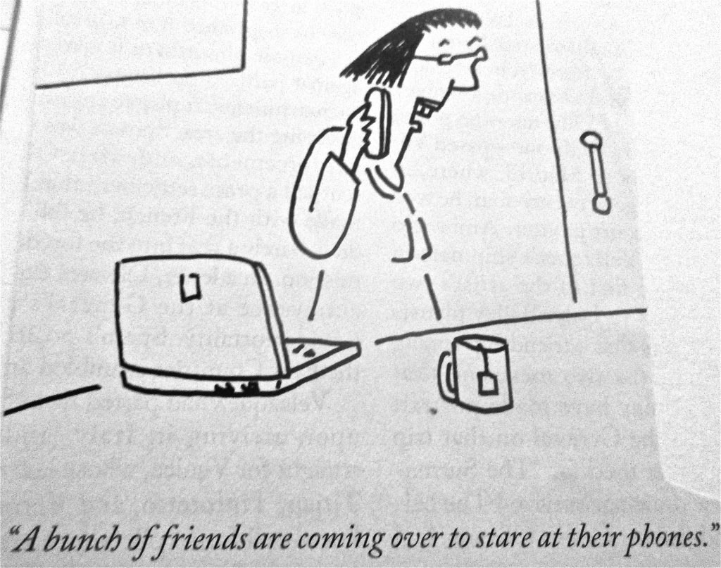 Cartoon A Bunch Of Friend And Coming Over To Stare At Their Phones