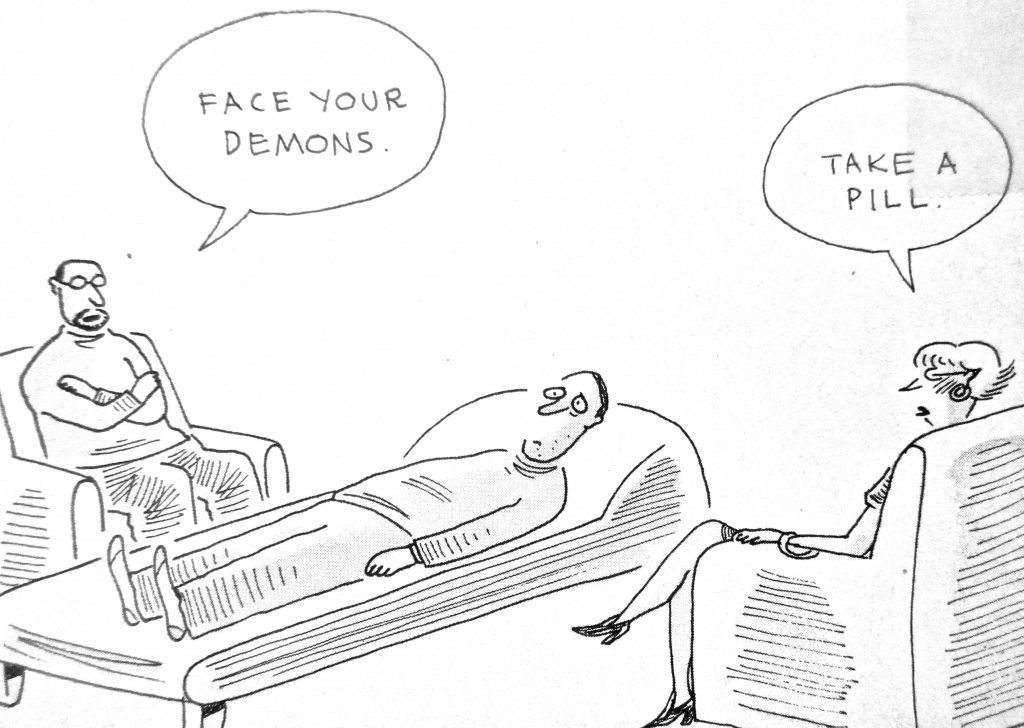 Cartoon Face Your Demons Take A Pill