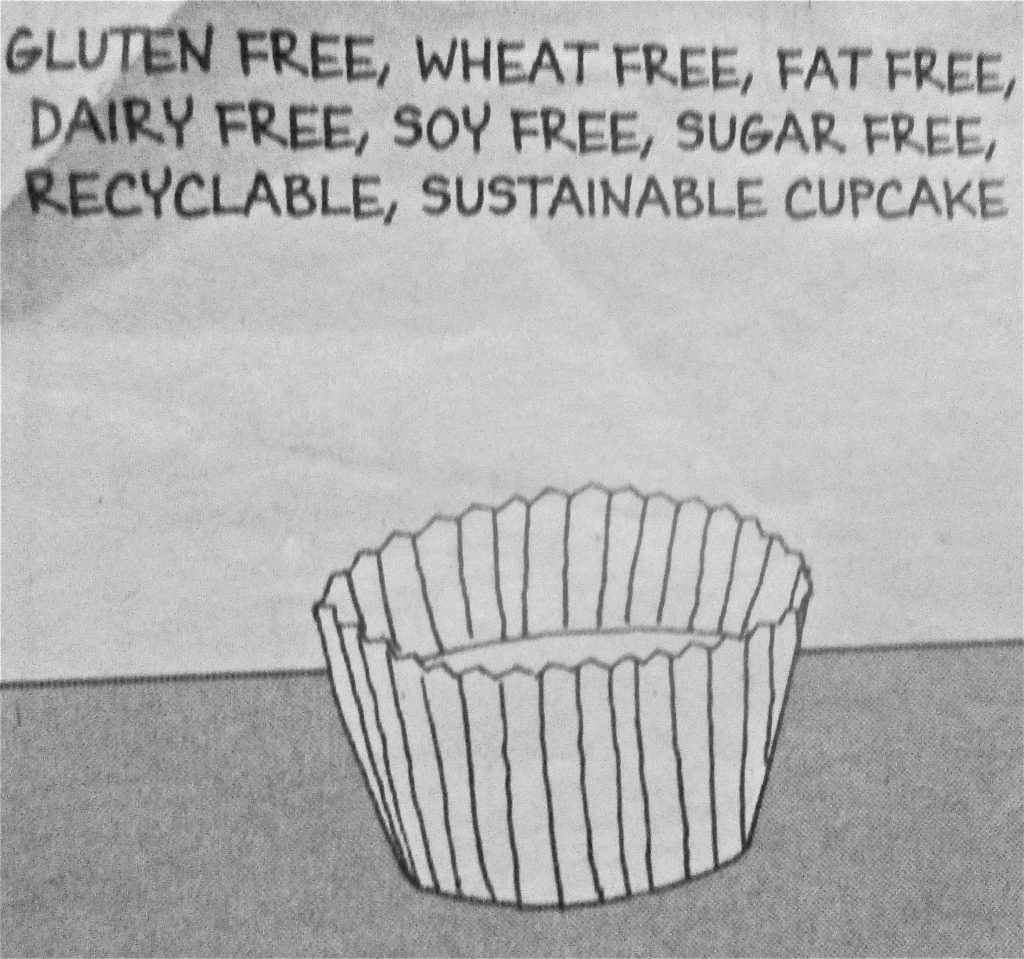 Cartoon Gulten Free Wheat Free Fat Free Dairy Free Soy Free Sugar Free Recyclable Sustainable Cup cake