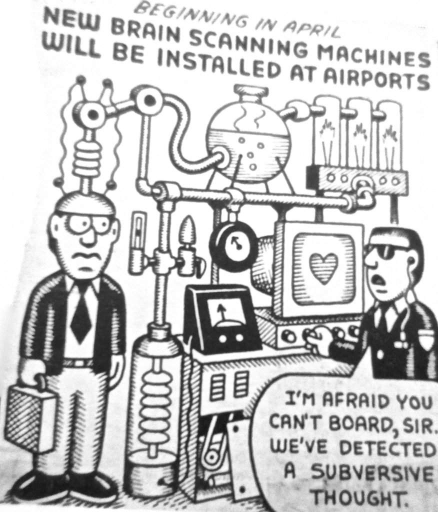 Cartoon New Brain Scanning Machines Will Be Installed At Airport