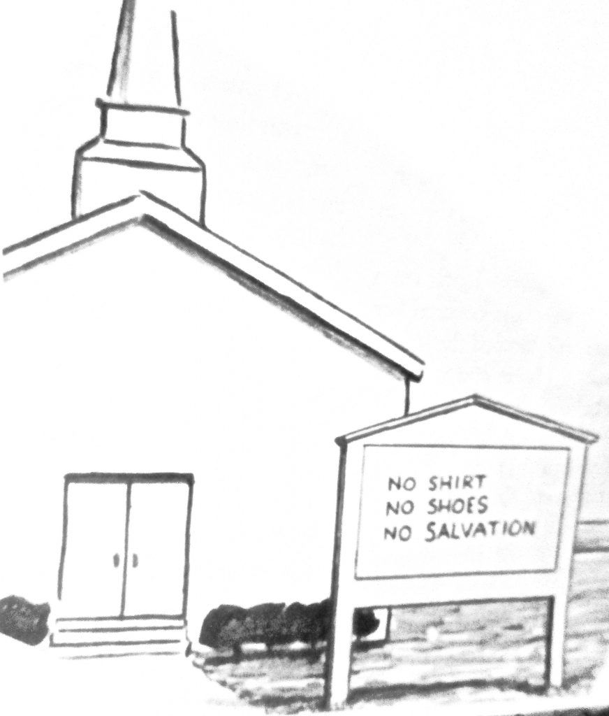 Cartoon No Shirt No Shoes No Salvation