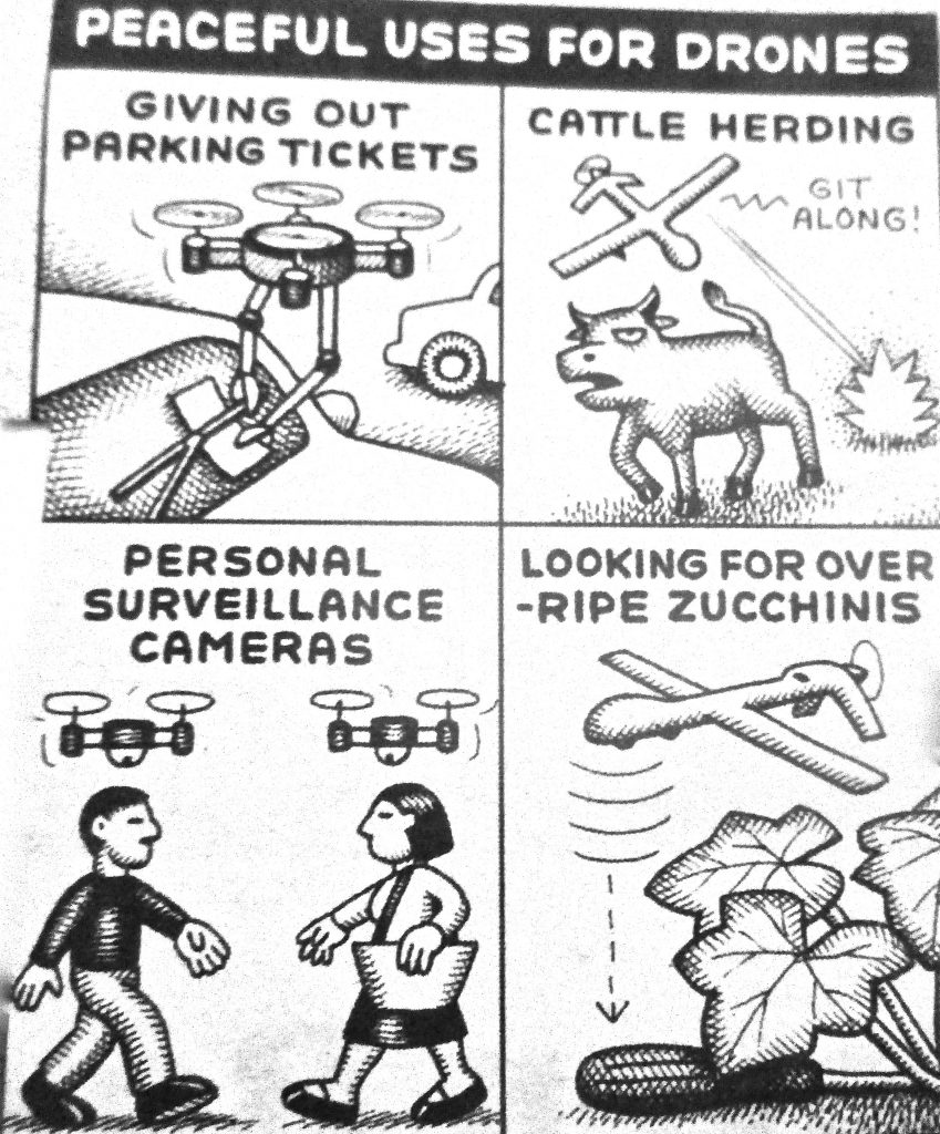 Cartoon Peaceful Uses For Drones