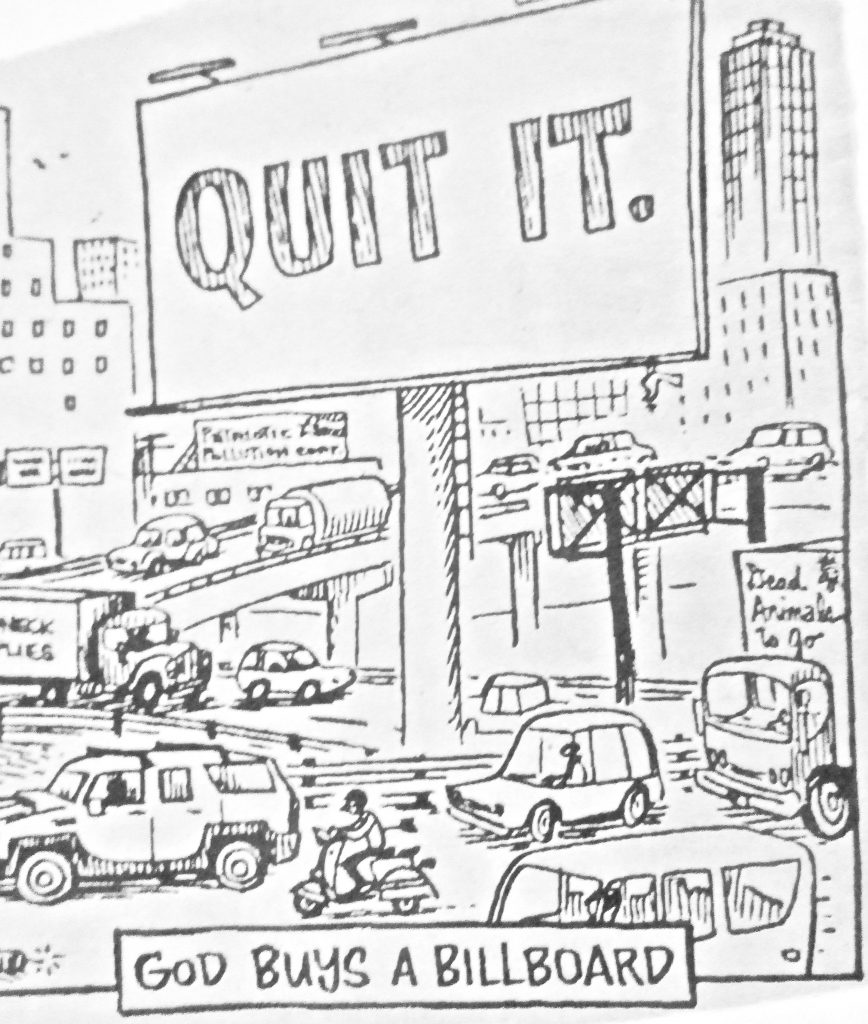 Cartoon Quit It God Buys A Billboard