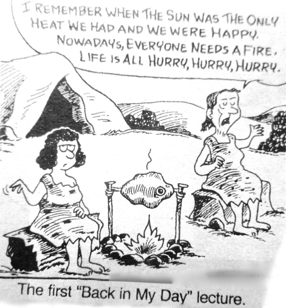 Cartoon The First Back In My Day Lecture