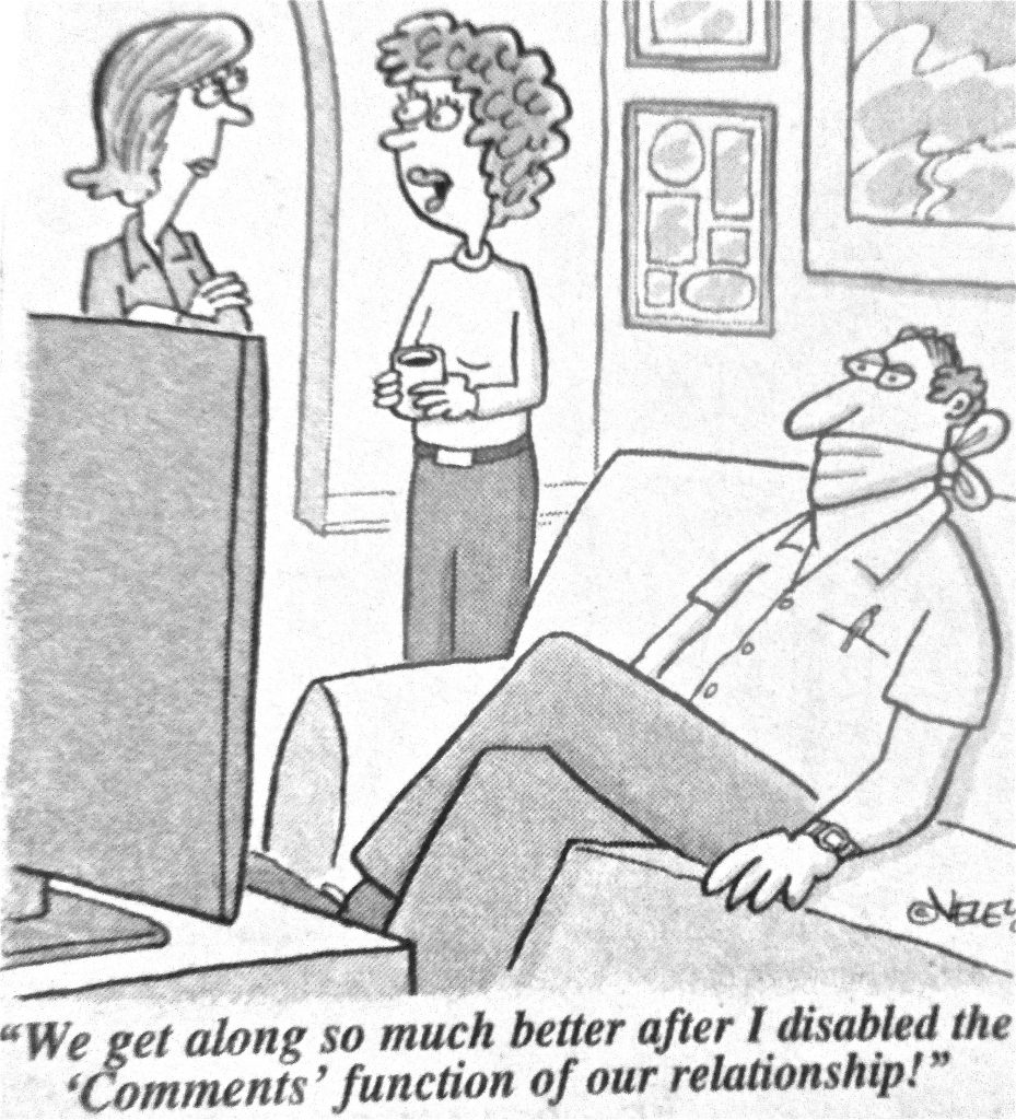 Cartoon We Get Along So Much Beter After I Disabled The Coments Function Of Our Relationship