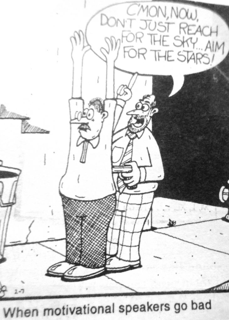 Cartoon When Motivational Speakers Go Bad