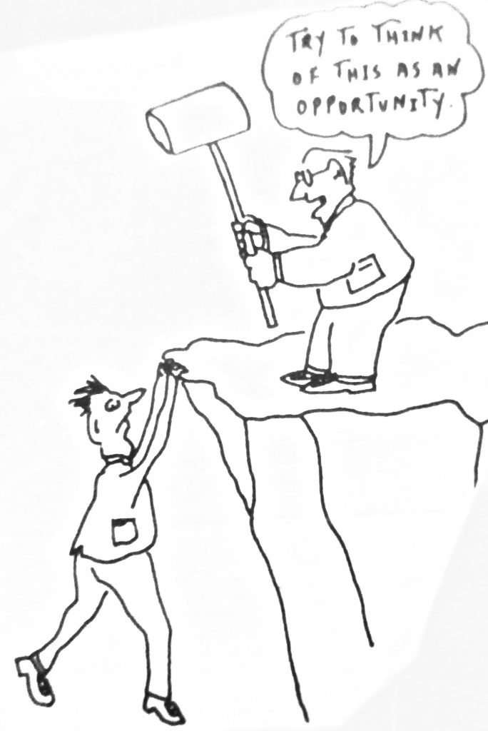 Cartoon try to think of this as oppartunity