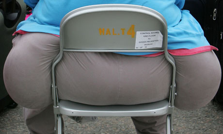 Obese person sitting on chair