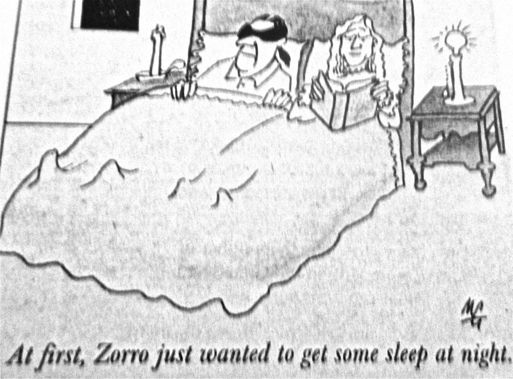 Cartoon At First Zorre Just Wanted To Get Some Sleep At Night