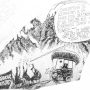 Black-and-white cartoon scene of a snowy landscape with a speech bubble: “CONSUMPTIONS UP! ALCOHOL IS UP… TOBACCO… GET ANY BETTER THAN THIS!”