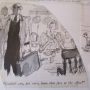 Black-and-white office cartoon sketch showing a worker carrying work home, with the caption “Couldn’t you, just once, leave that face at the office?”
