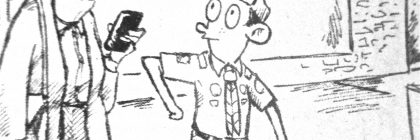 Black-and-white cartoon speech bubble: “Crossing the street is fine, but if you really want to be helpful, translate these dark text messages from my grandkids”.