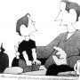Cartoon sketch of a father and boy in a black-and-white drawing, referencing Father Knows Worst, capturing a humorous family moment with simple line art.