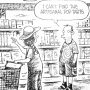 Cartoon depicting a shopper asking for artisanal Pop-Tarts in a grocery store aisle.