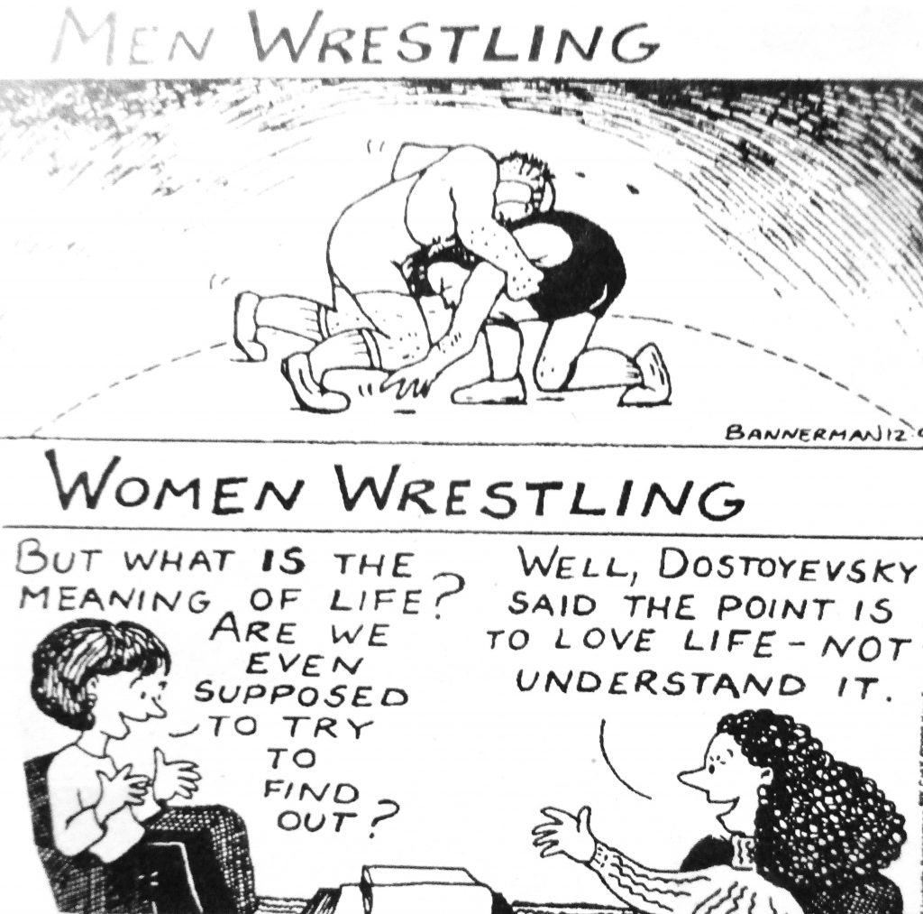 Cartoon Men Wrestling Women Wrestling