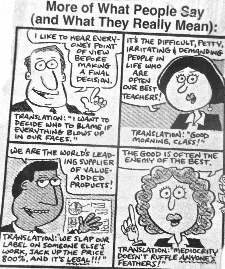 Cartoon More Of What People Say And What They Really Mean