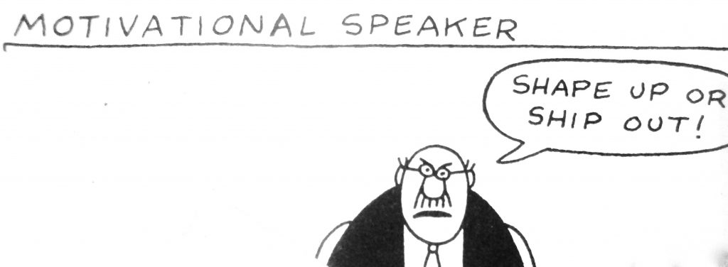 Cartoon Motivational Speaker Shape Up Or Ship Out
