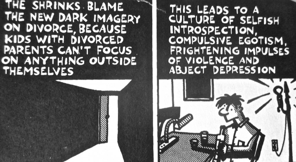 Cartoon The Shrinks Blame The New Dark Imagery On Divorce Because Kids With Divorced Parents Cant Focus On Any Thing Out Side Themselves