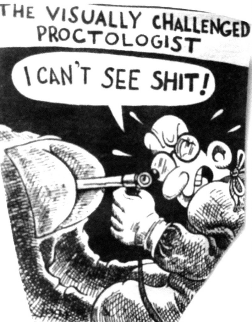 Cartoon The Visually Challenged Proctologist