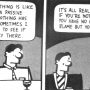 Two characters in a comic strip discussing perception and engagement in life.