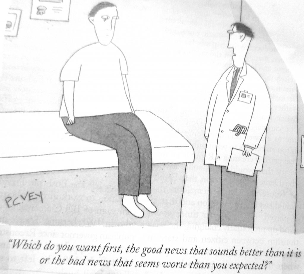 Cartoon Which Do You Want first The Good News That Sounds Better Than It Is Or The Bad News And Seem Worse Than You Expected
