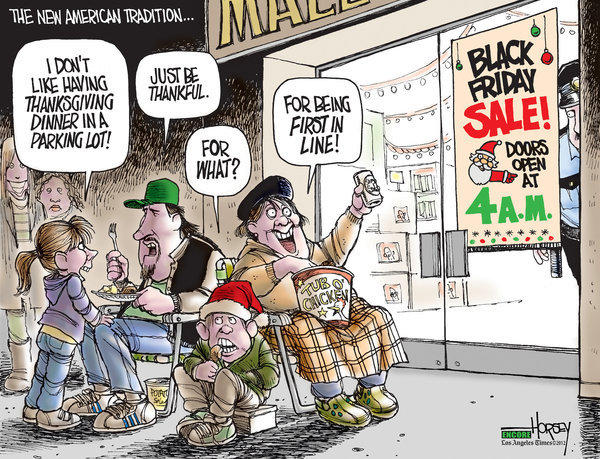 Cartoon - Black Friday Shopping - First In Line