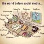 Illustration depicting various platforms and tools used before the rise of social media.